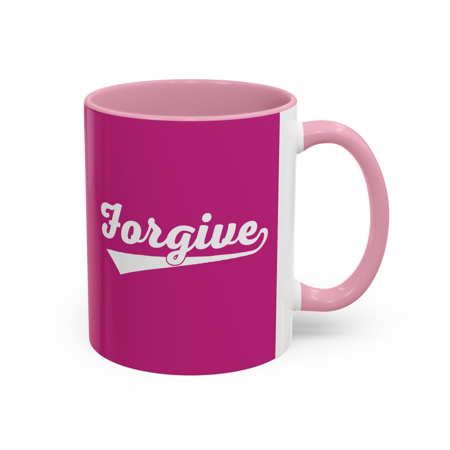 FORGIVE Baseball Script Mug – Colored Coffee Cup – Faith-Based Forgiveness Gift – Inspirational Christian Mug
