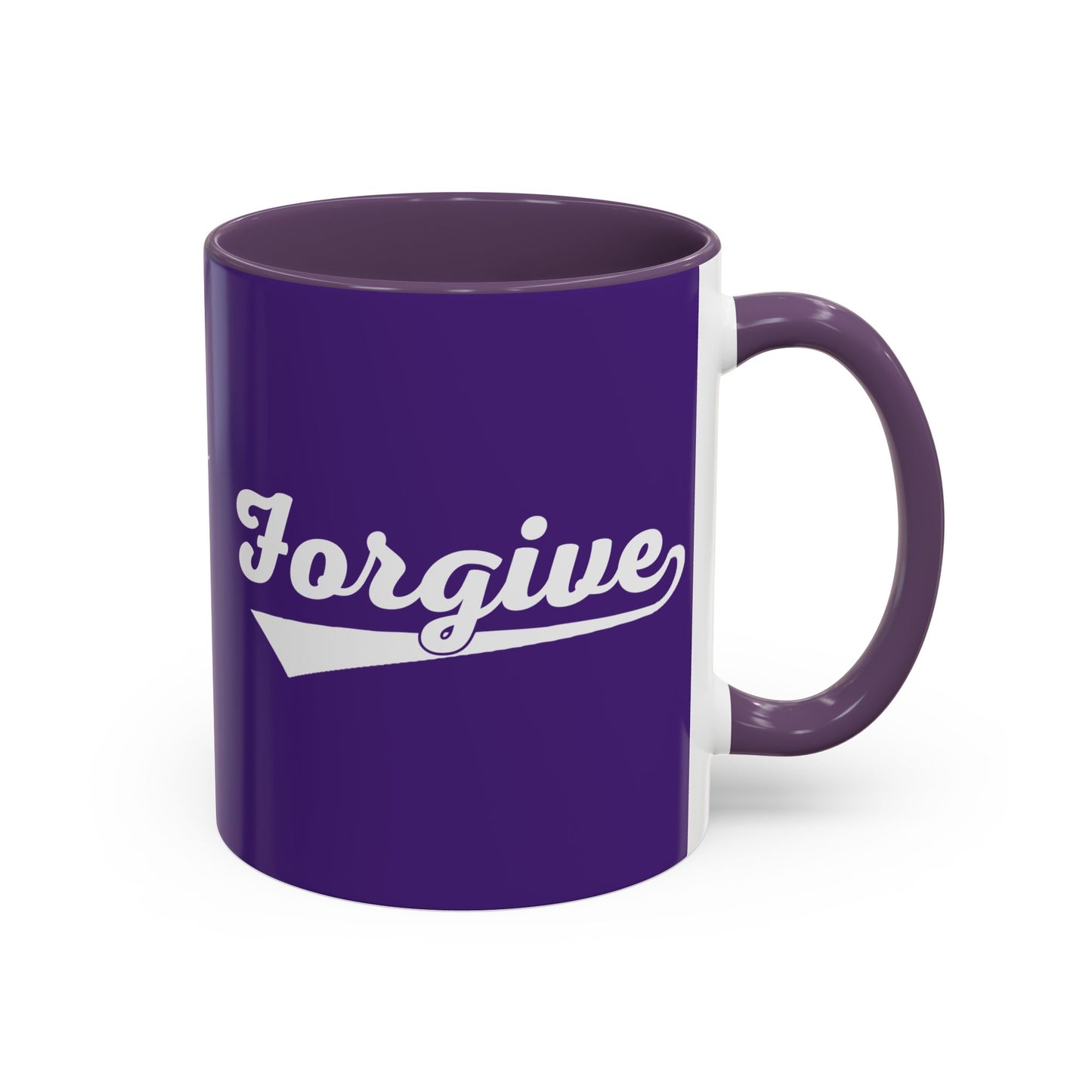 FORGIVE Baseball Script Mug – Colored Coffee Cup – Faith-Based Forgiveness Gift – Inspirational Christian Mug
