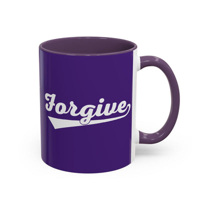 FORGIVE Baseball Script Mug – Colored Coffee Cup – Faith-Based Forgiveness Gift – Inspirational Christian Mug