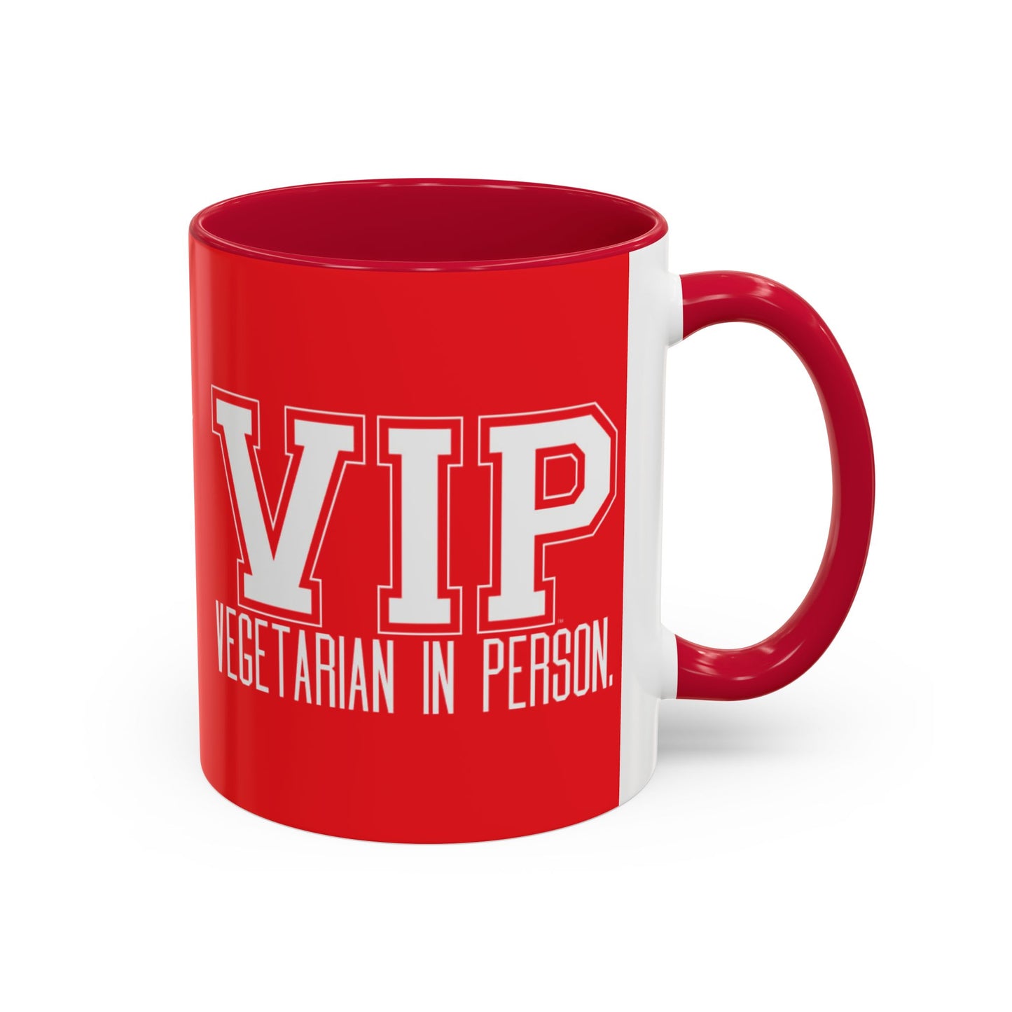 VIP Vegetarian Vegetarian In Person Statement Mug | Cute Funny Vegetarian Coffee Cup | Plant-Based Lifestyle Gift
