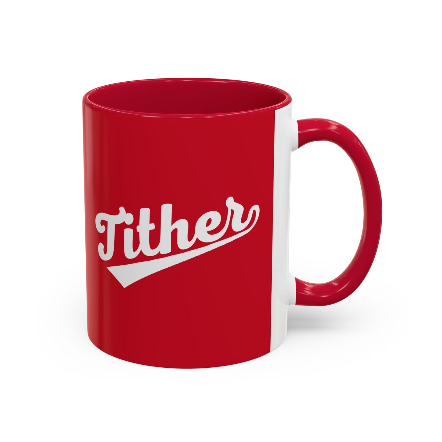 TITHER Baseball Script Mug – Faith-Based Coffee Cup – Christian Giving Lifestyle Mug – Gift for Tithers