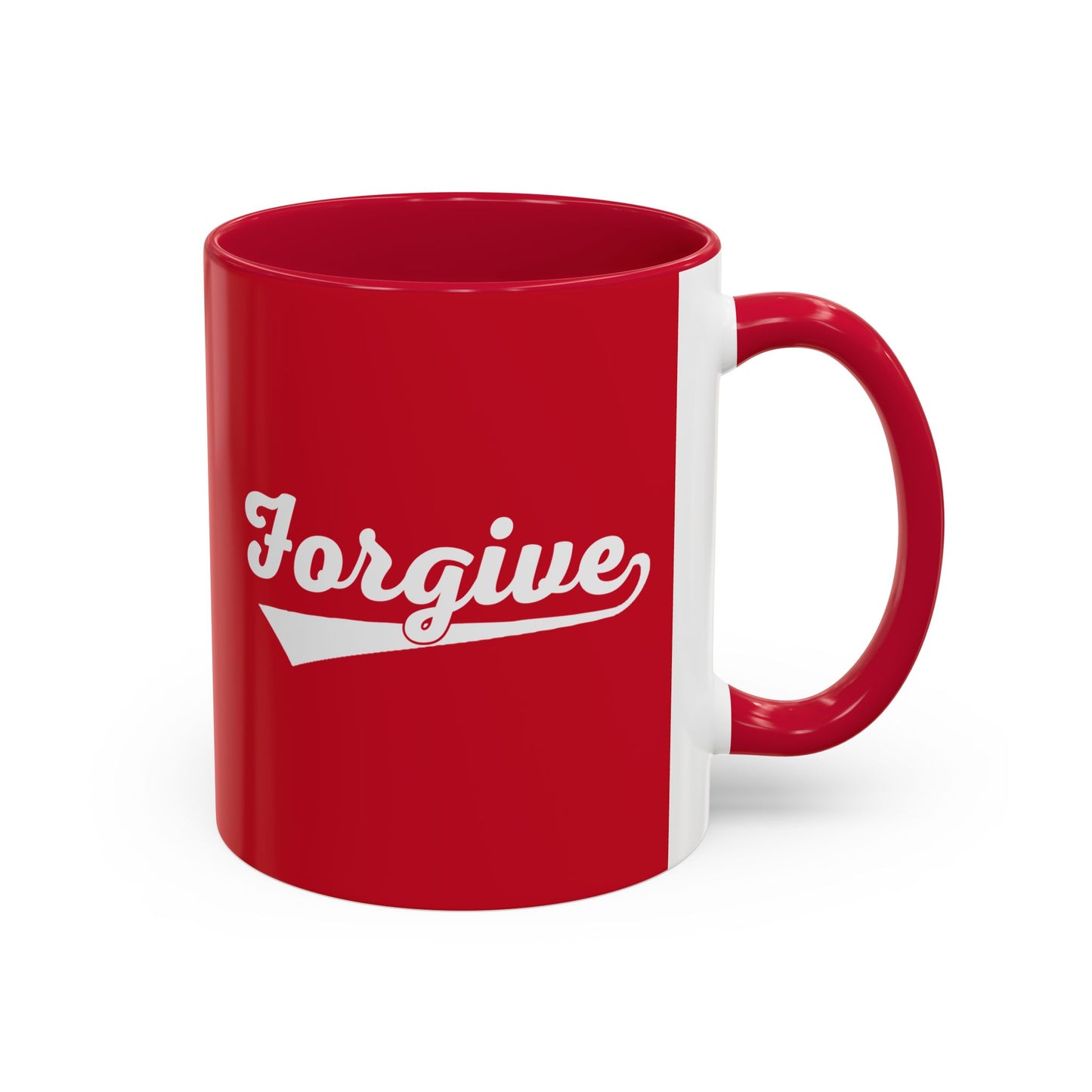 FORGIVE Baseball Script Mug – Colored Coffee Cup – Faith-Based Forgiveness Gift – Inspirational Christian Mug