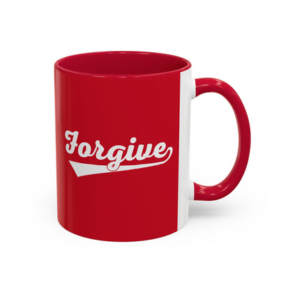 FORGIVE Baseball Script Mug – Colored Coffee Cup – Faith-Based Forgiveness Gift – Inspirational Christian Mug