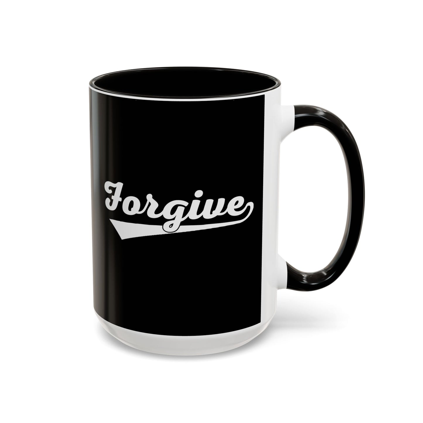 FORGIVE Baseball Script Mug – Colored Coffee Cup – Faith-Based Forgiveness Gift – Inspirational Christian Mug