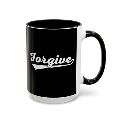 FORGIVE Baseball Script Mug – Colored Coffee Cup – Faith-Based Forgiveness Gift – Inspirational Christian Mug