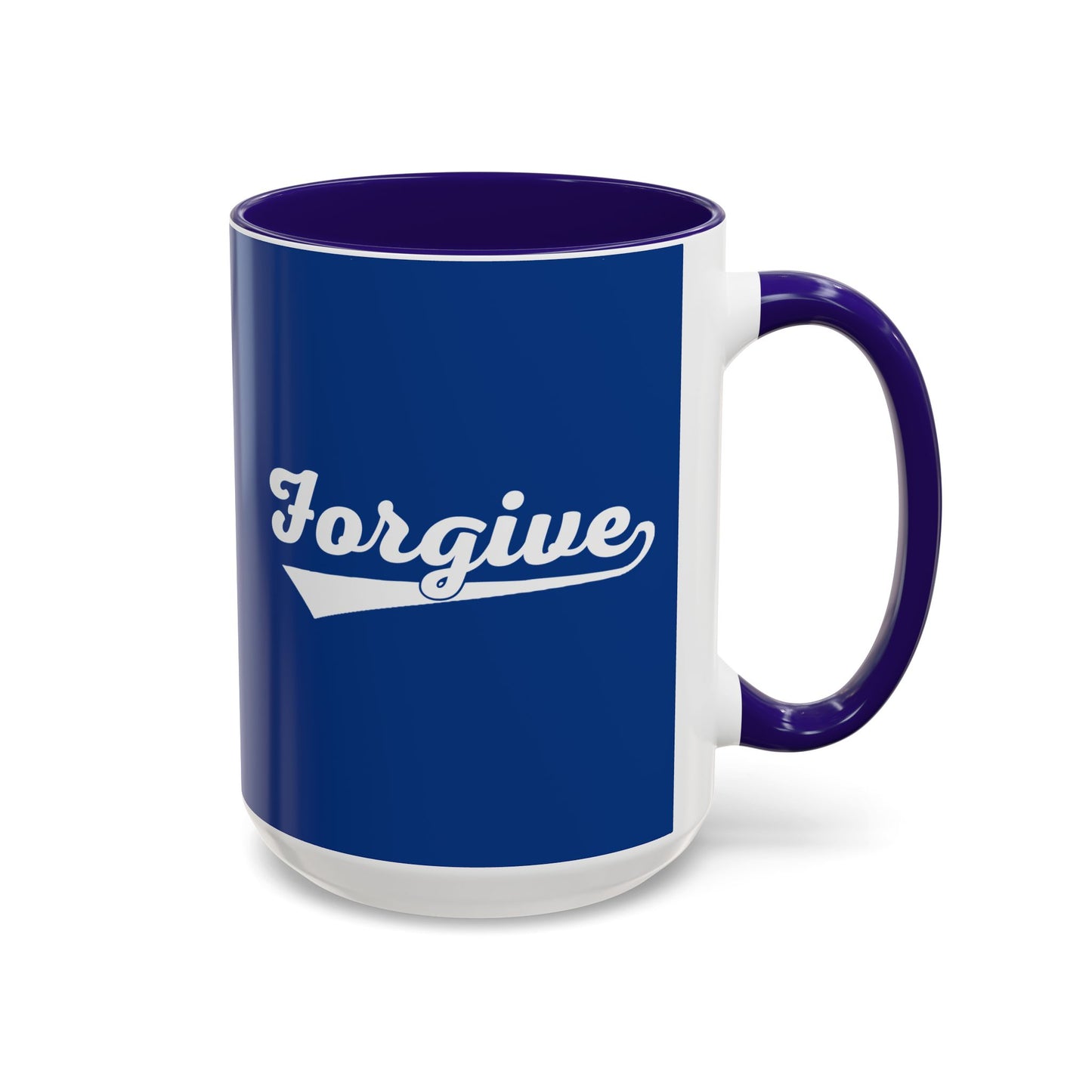 FORGIVE Baseball Script Mug – Colored Coffee Cup – Faith-Based Forgiveness Gift – Inspirational Christian Mug