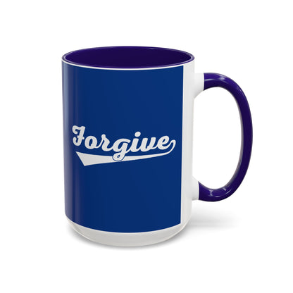 FORGIVE Baseball Script Mug – Colored Coffee Cup – Faith-Based Forgiveness Gift – Inspirational Christian Mug