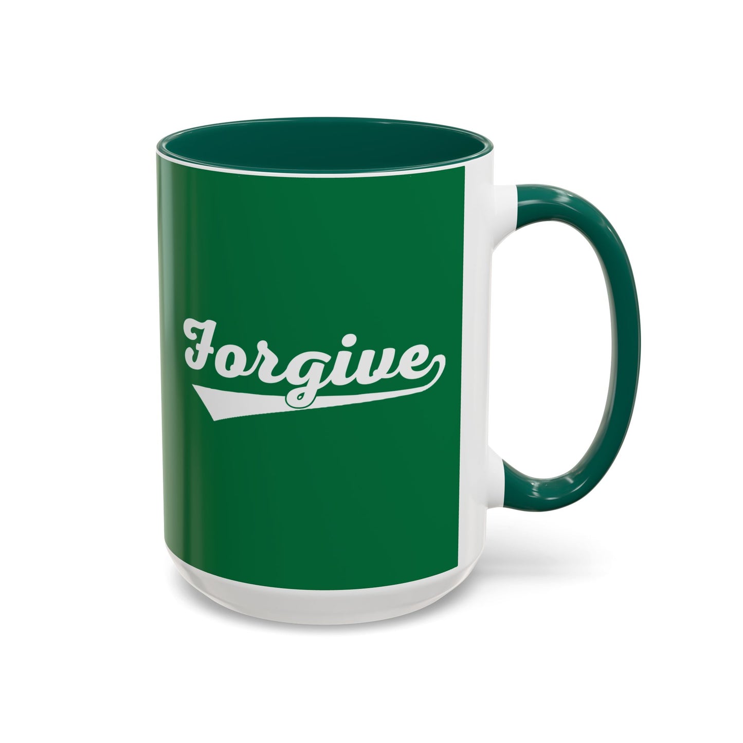 FORGIVE Baseball Script Mug – Colored Coffee Cup – Faith-Based Forgiveness Gift – Inspirational Christian Mug