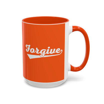 FORGIVE Baseball Script Mug – Colored Coffee Cup – Faith-Based Forgiveness Gift – Inspirational Christian Mug