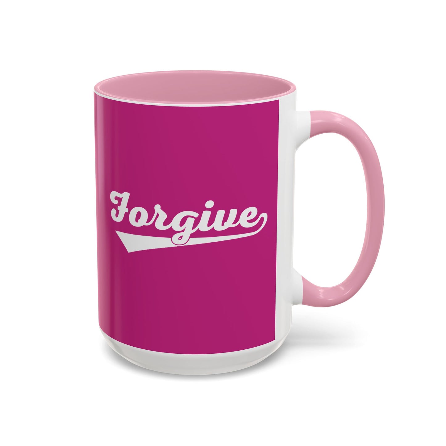 FORGIVE Baseball Script Mug – Colored Coffee Cup – Faith-Based Forgiveness Gift – Inspirational Christian Mug