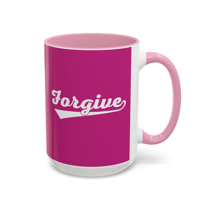 FORGIVE Baseball Script Mug – Colored Coffee Cup – Faith-Based Forgiveness Gift – Inspirational Christian Mug