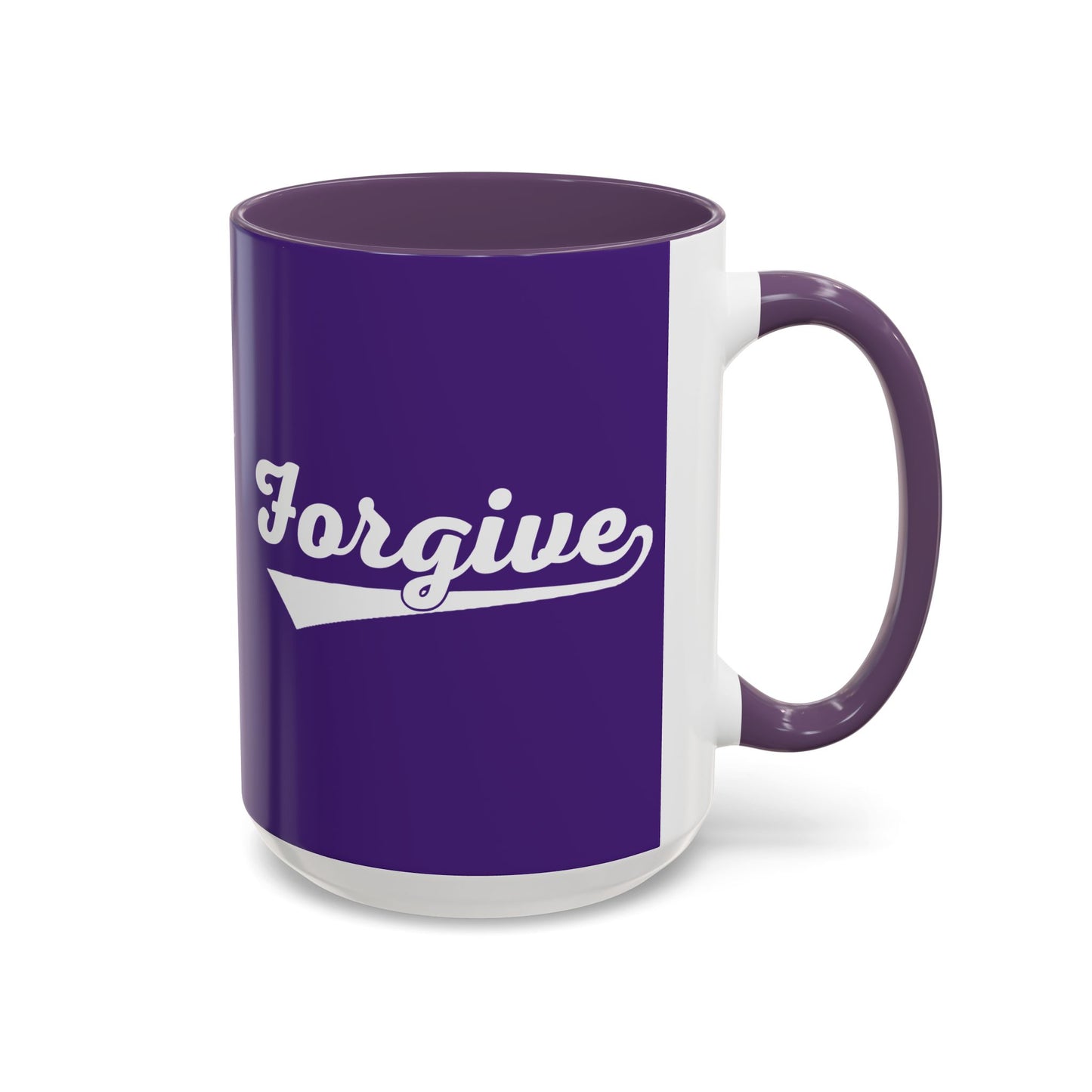 FORGIVE Baseball Script Mug – Colored Coffee Cup – Faith-Based Forgiveness Gift – Inspirational Christian Mug