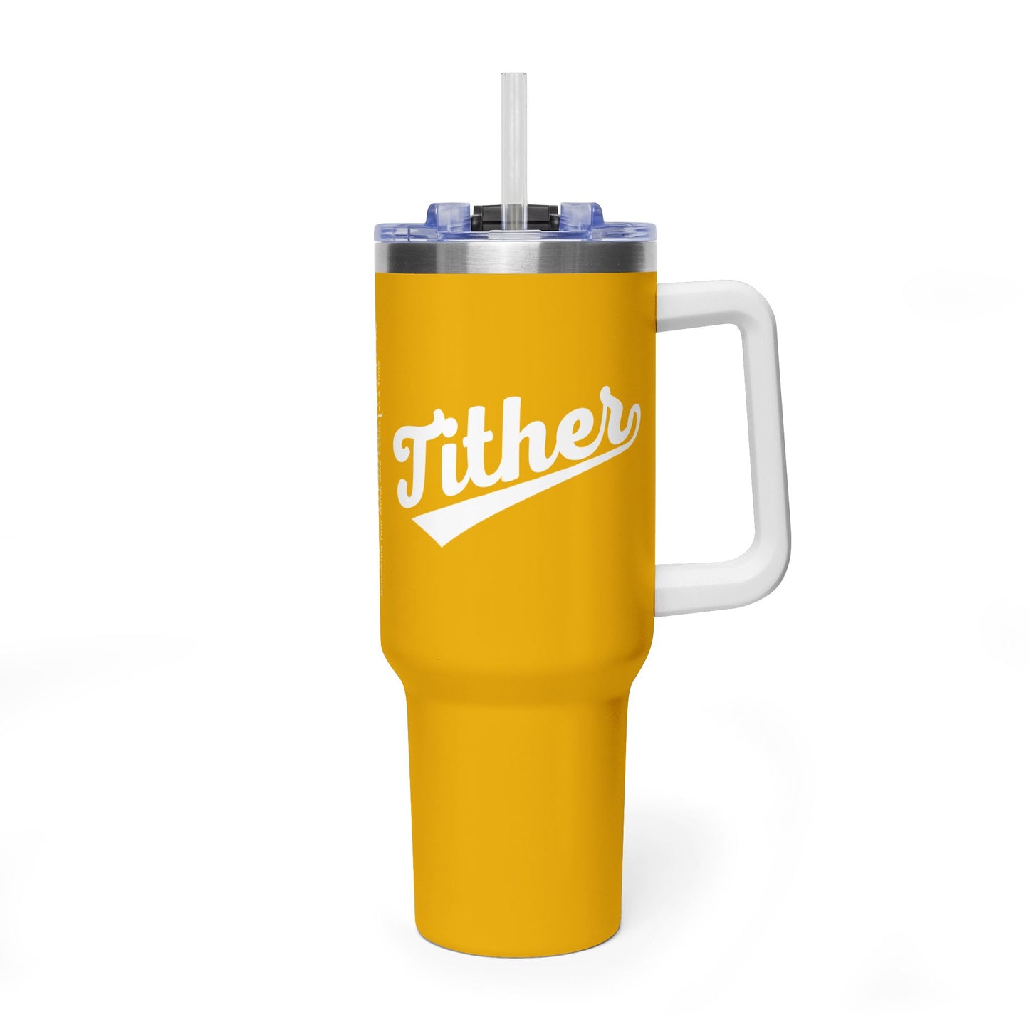 TITHER Baseball Script Tumbler 40oz – Faith-Based Giving Drinkware – Tithing Lifestyle Cup – Church Gift