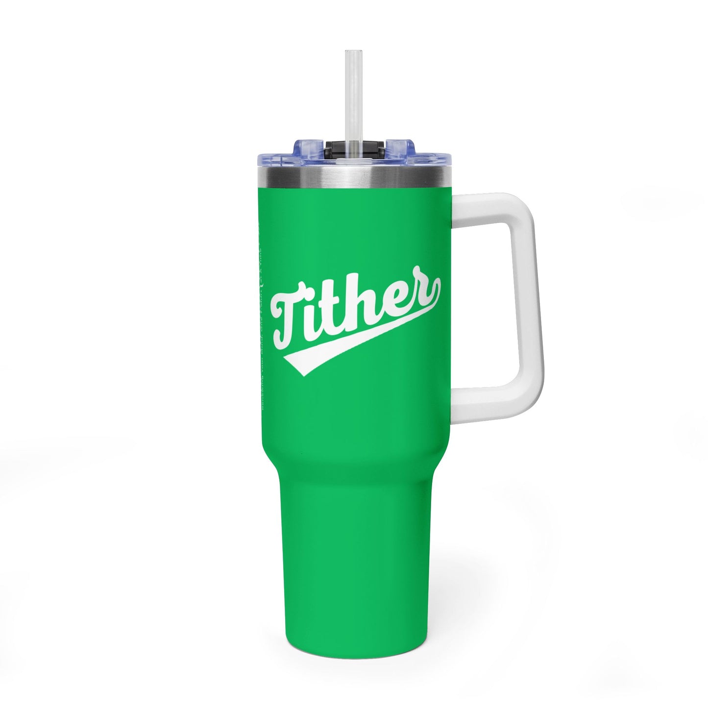 TITHER Baseball Script Tumbler 40oz – Faith-Based Giving Drinkware – Tithing Lifestyle Cup – Church Gift
