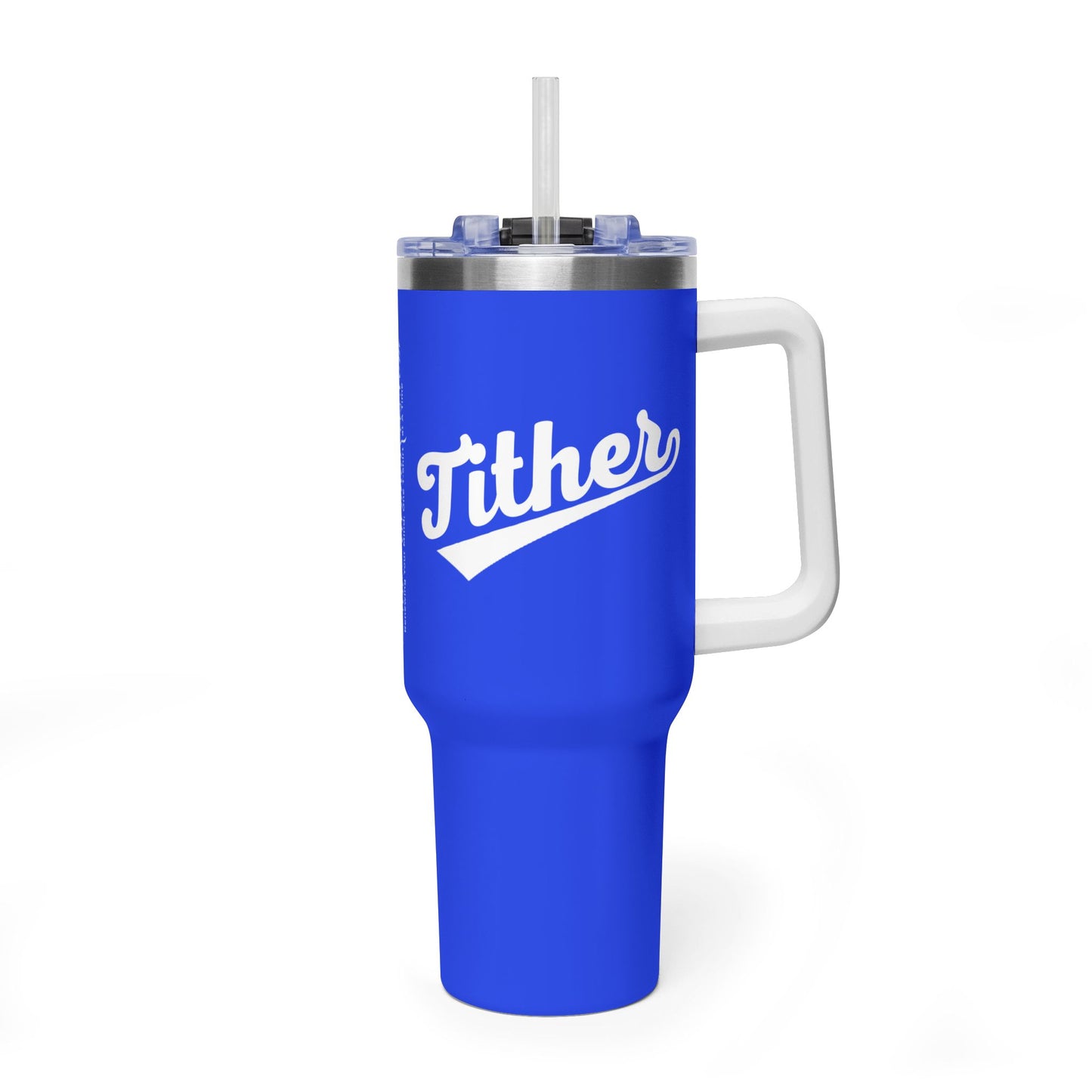 TITHER Baseball Script Tumbler 40oz – Faith-Based Giving Drinkware – Tithing Lifestyle Cup – Church Gift