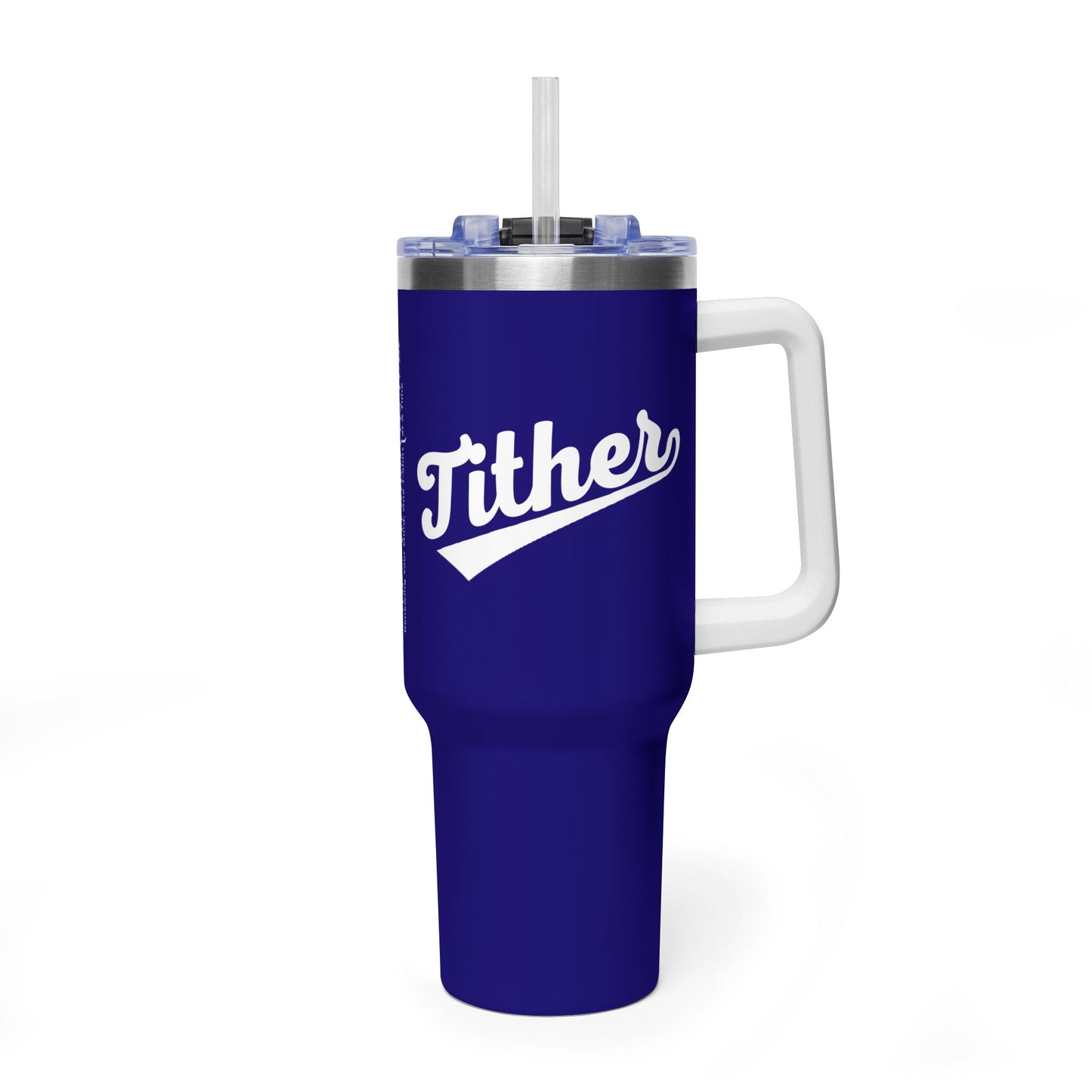 TITHER Baseball Script Tumbler 40oz – Faith-Based Giving Drinkware – Tithing Lifestyle Cup – Church Gift