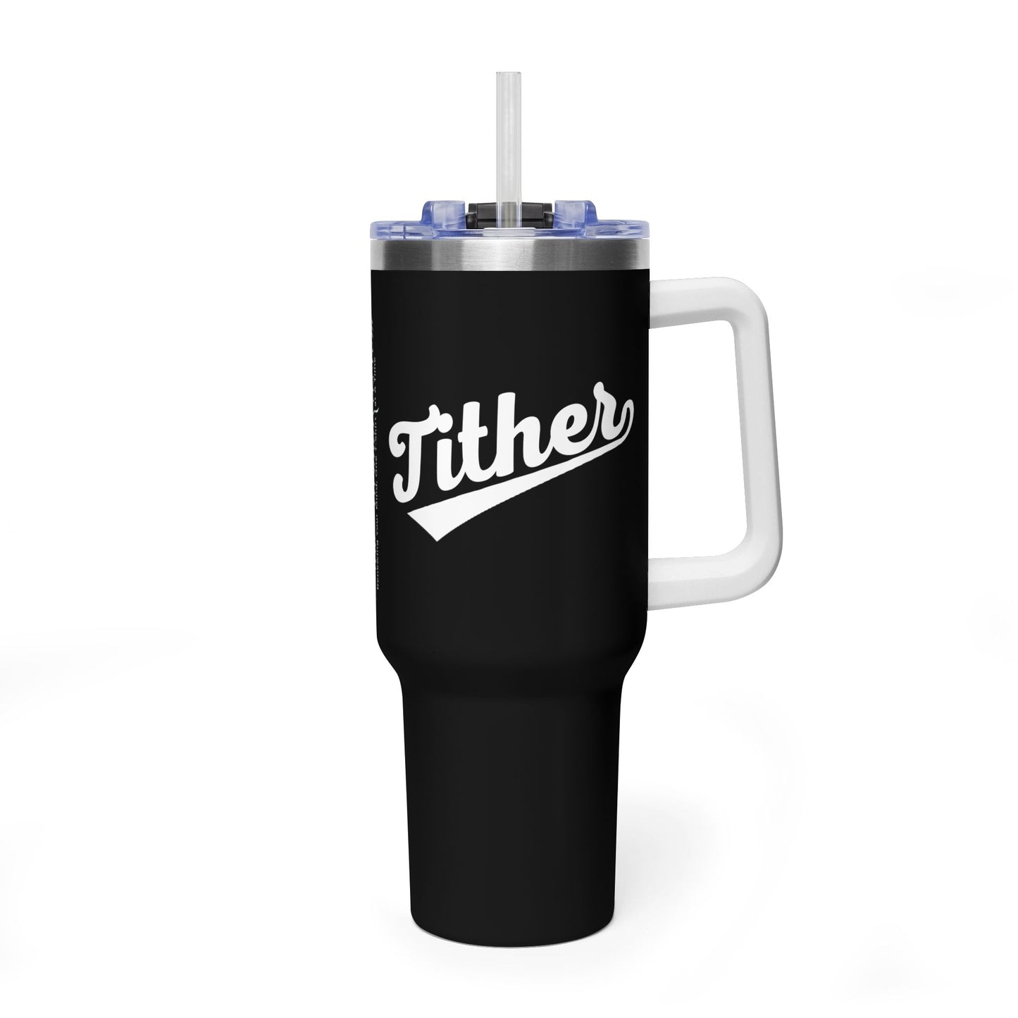 TITHER Baseball Script Tumbler 40oz – Faith-Based Giving Drinkware – Tithing Lifestyle Cup – Church Gift
