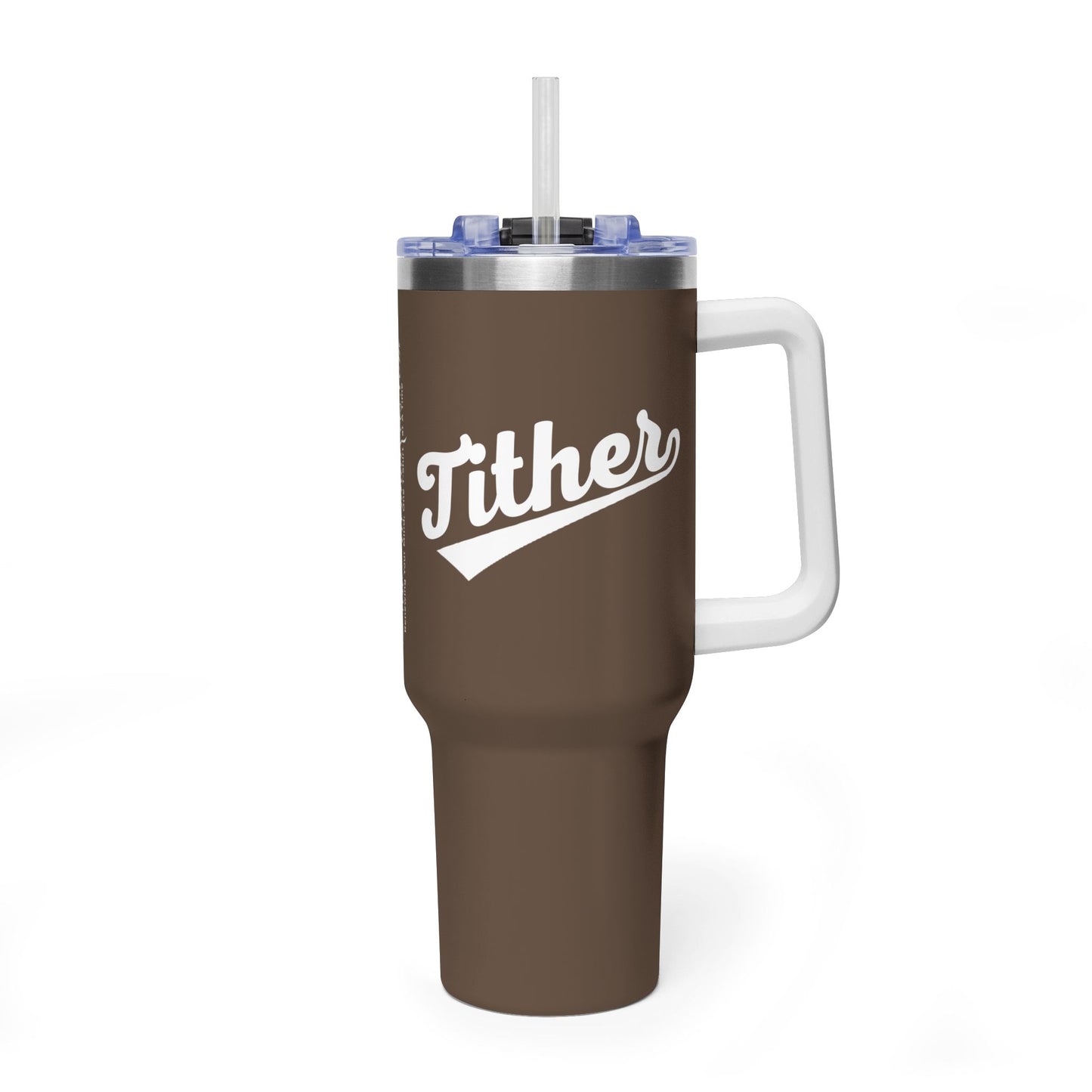 TITHER Baseball Script Tumbler 40oz – Faith-Based Giving Drinkware – Tithing Lifestyle Cup – Church Gift