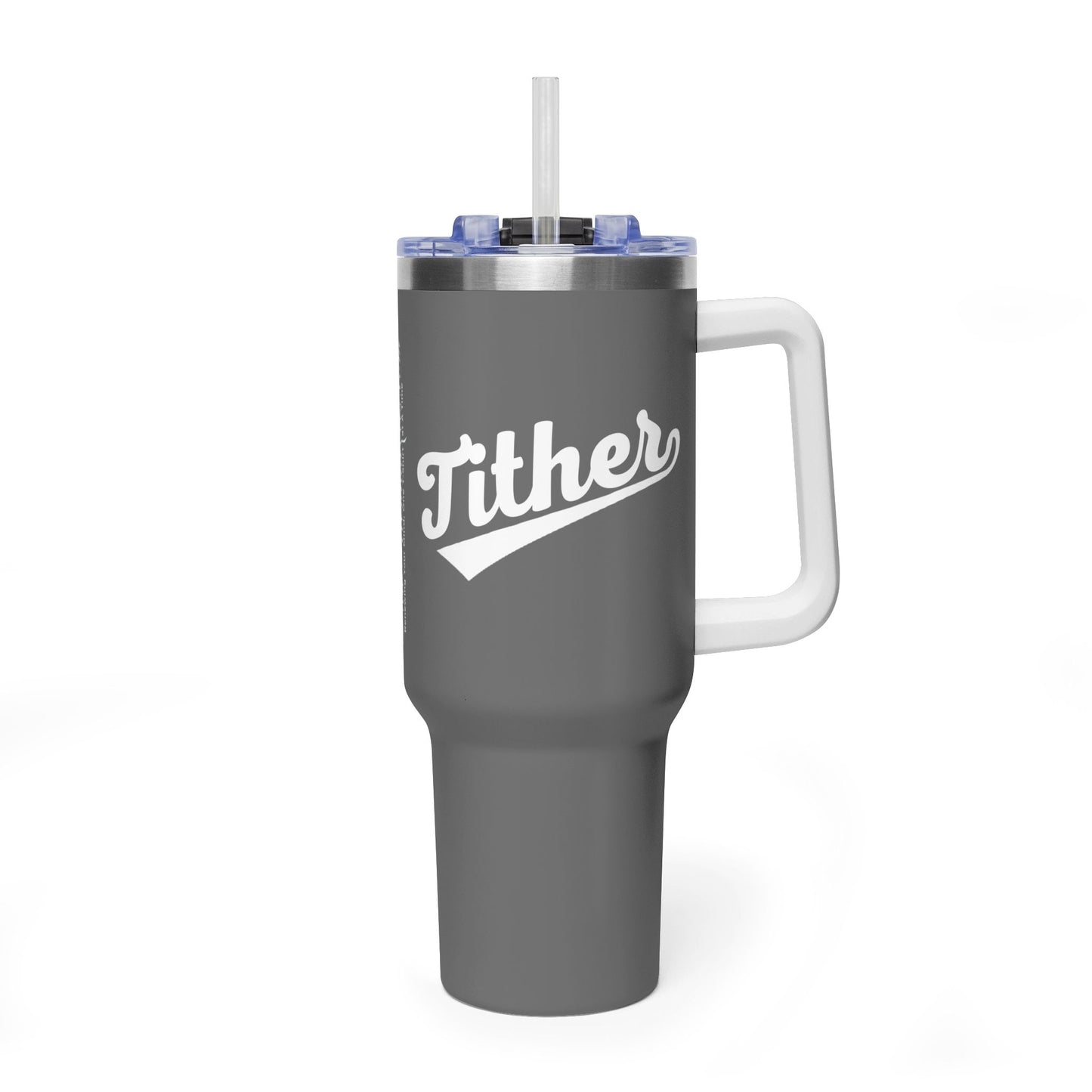 TITHER Baseball Script Tumbler 40oz – Faith-Based Giving Drinkware – Tithing Lifestyle Cup – Church Gift