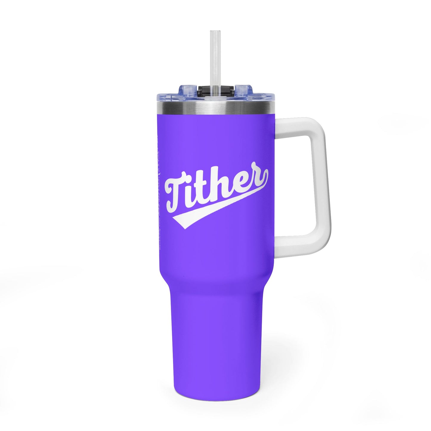 TITHER Baseball Script Tumbler 40oz – Faith-Based Giving Drinkware – Tithing Lifestyle Cup – Church Gift