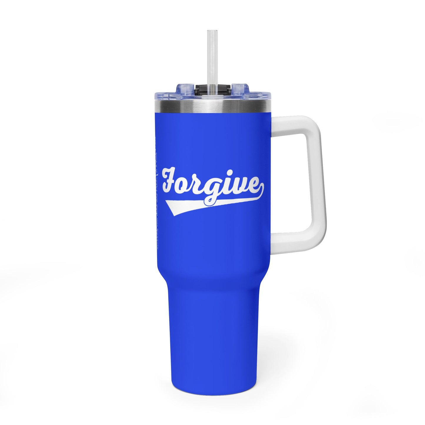FORGIVE Baseball Script 40oz Tumbler – Faith-Based Drinkware – Christian Forgiveness Gift – Inspirational Coffee Cup