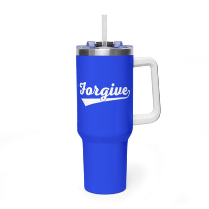 FORGIVE Baseball Script 40oz Tumbler – Faith-Based Drinkware – Christian Forgiveness Gift – Inspirational Coffee Cup