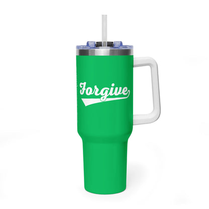FORGIVE Baseball Script 40oz Tumbler – Faith-Based Drinkware – Christian Forgiveness Gift – Inspirational Coffee Cup