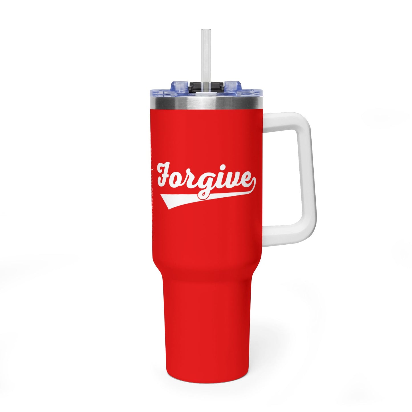 FORGIVE Baseball Script 40oz Tumbler – Faith-Based Drinkware – Christian Forgiveness Gift – Inspirational Coffee Cup