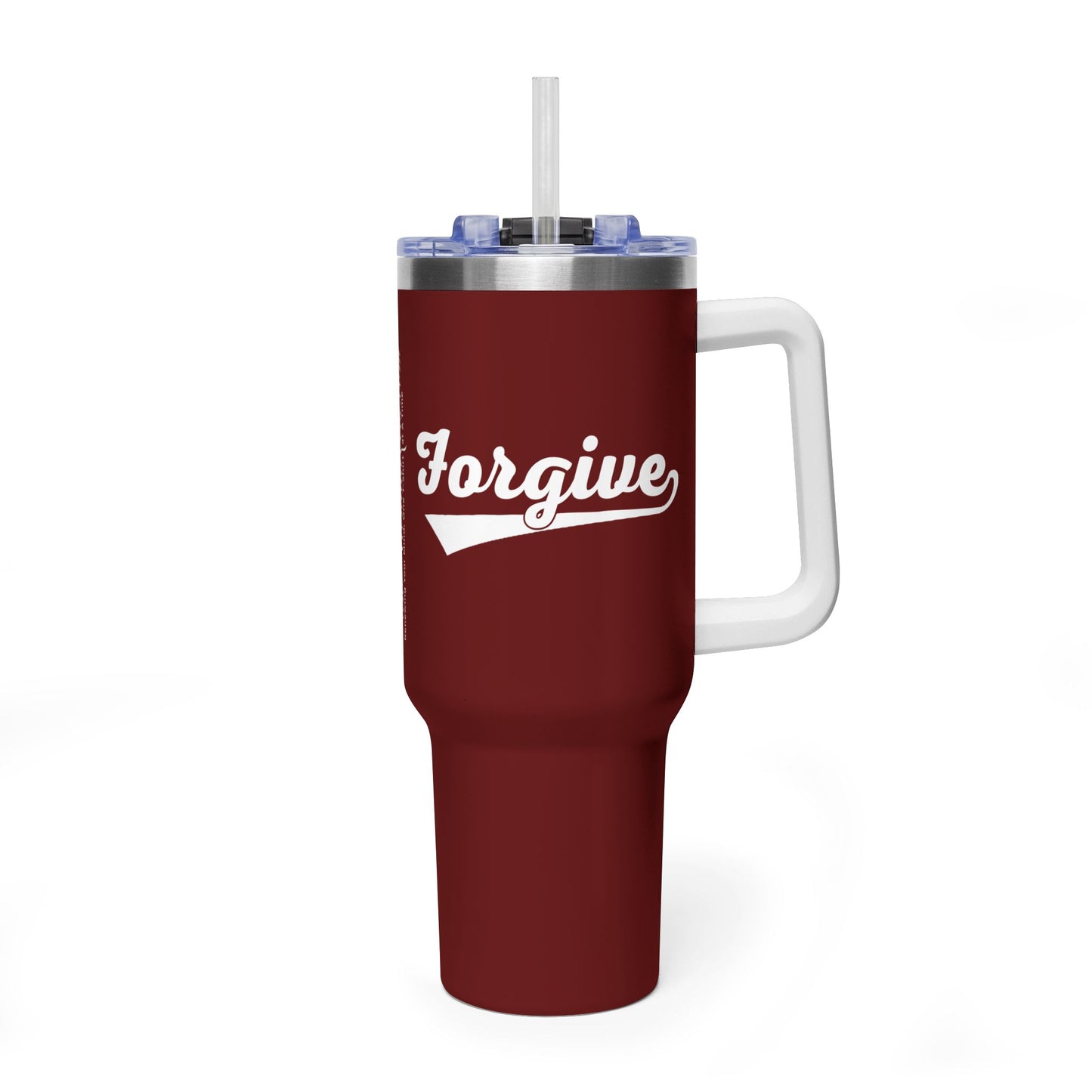 FORGIVE Baseball Script 40oz Tumbler – Faith-Based Drinkware – Christian Forgiveness Gift – Inspirational Coffee Cup