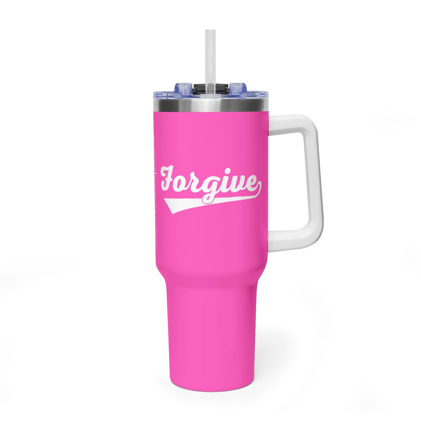 FORGIVE Baseball Script 40oz Tumbler – Faith-Based Drinkware – Christian Forgiveness Gift – Inspirational Coffee Cup