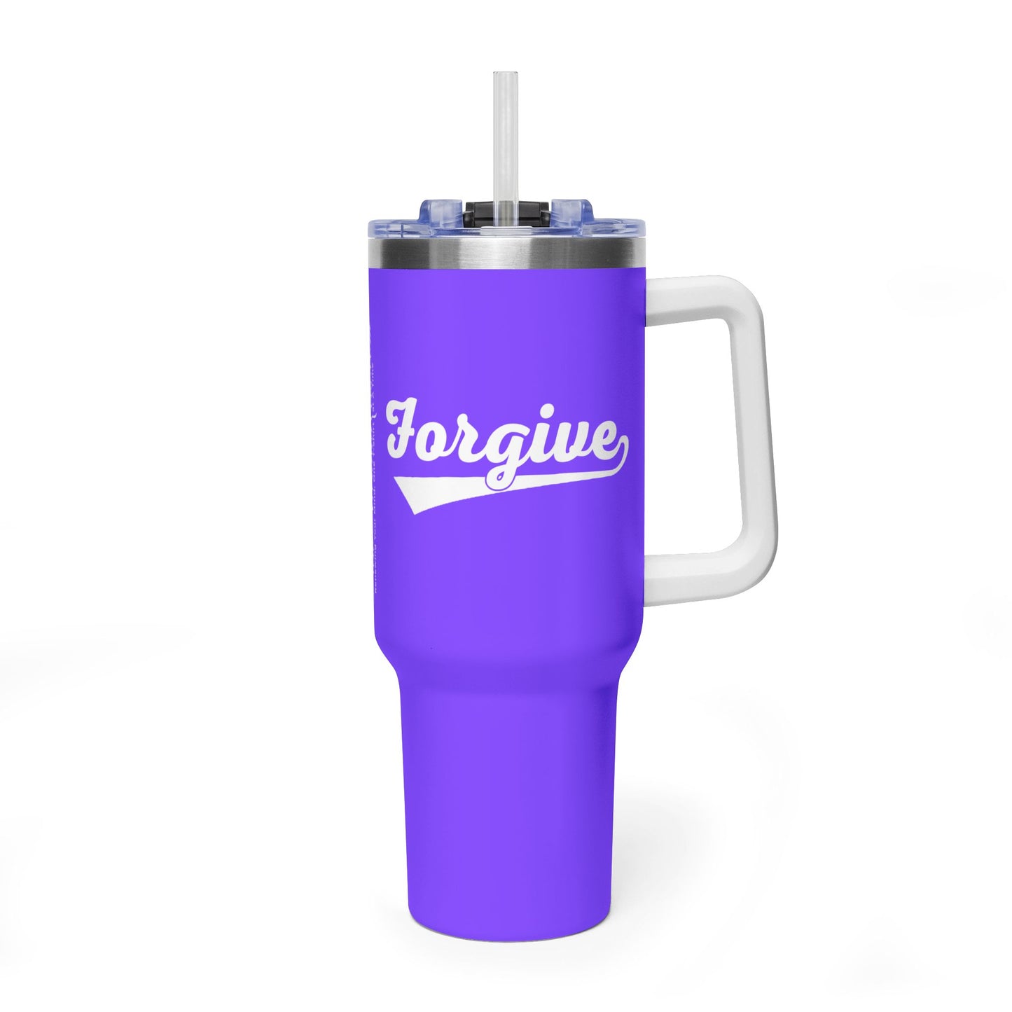 FORGIVE Baseball Script 40oz Tumbler – Faith-Based Drinkware – Christian Forgiveness Gift – Inspirational Coffee Cup