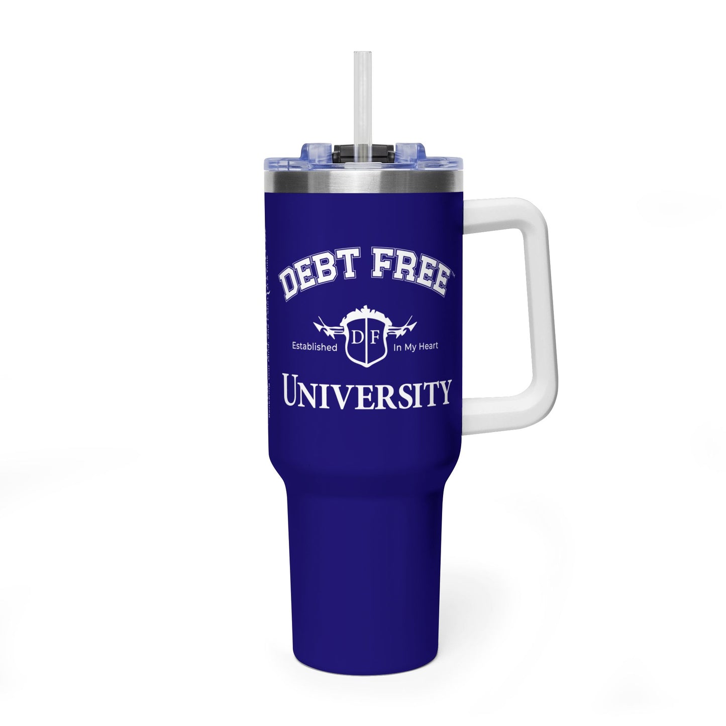 Debt Free University 40oz Tumbler – Financial Freedom Journey Drinkware – Motivational Coffee Cup – Graduation Gift for Goal-Getters