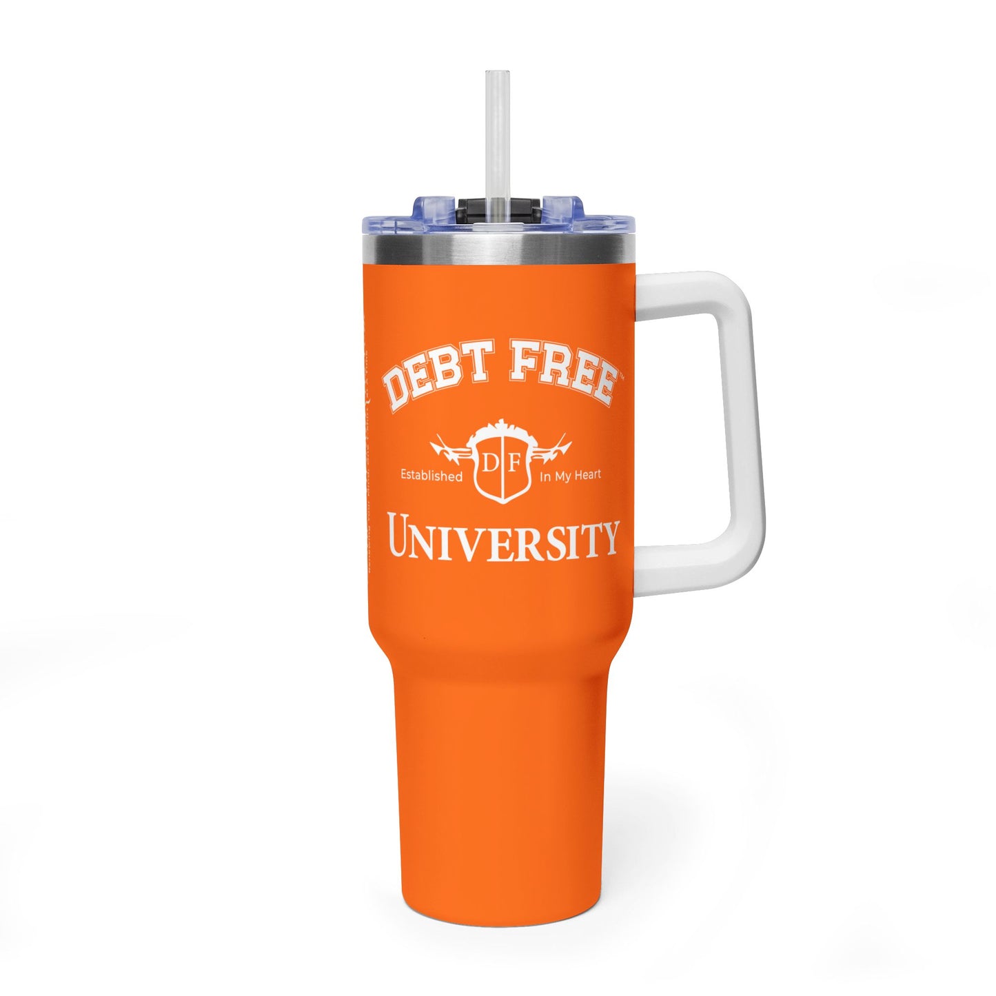 Debt Free University 40oz Tumbler – Financial Freedom Journey Drinkware – Motivational Coffee Cup – Graduation Gift for Goal-Getters