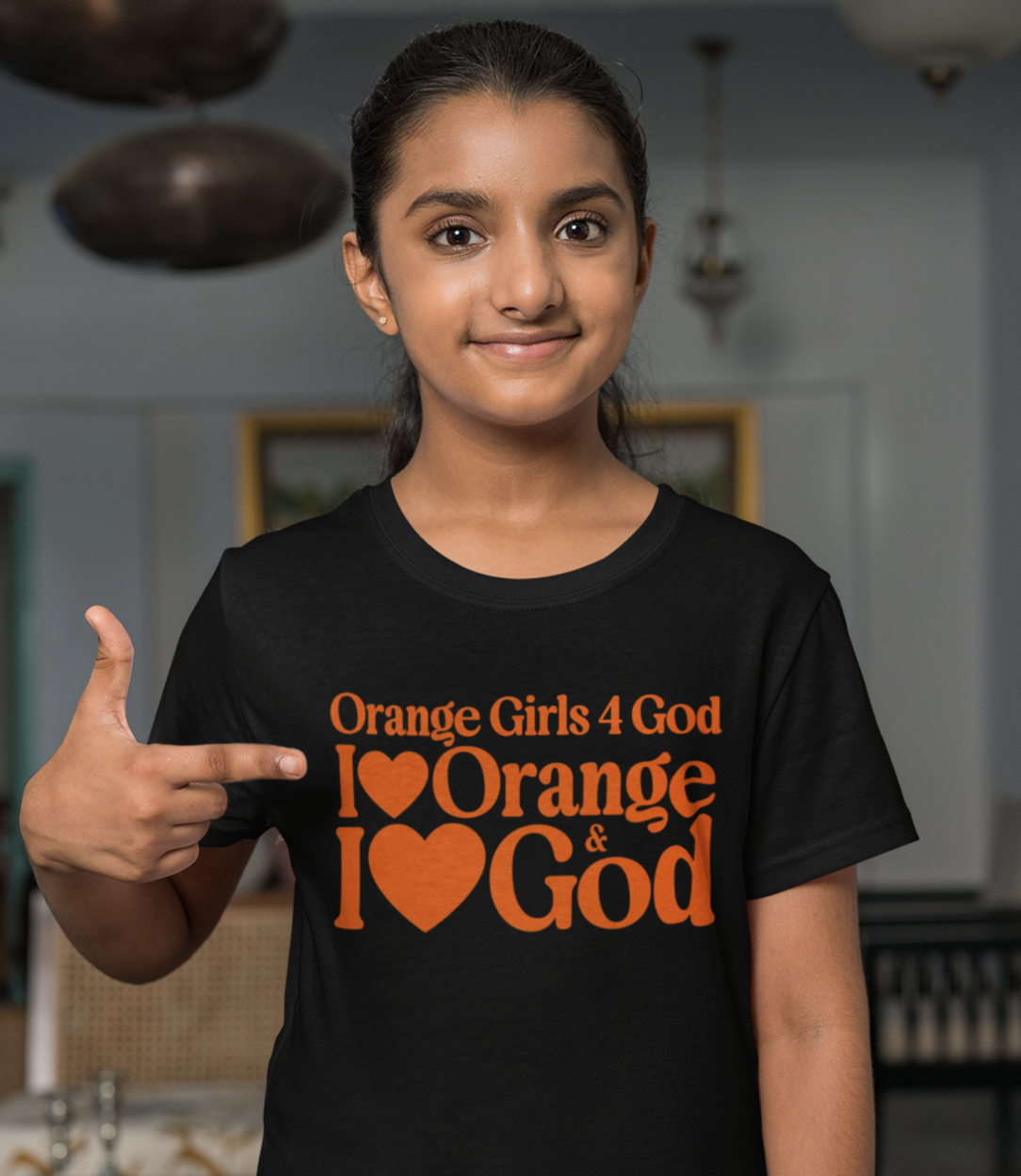 Orange Girls 4 God Youth T-shirt | Black Contrast