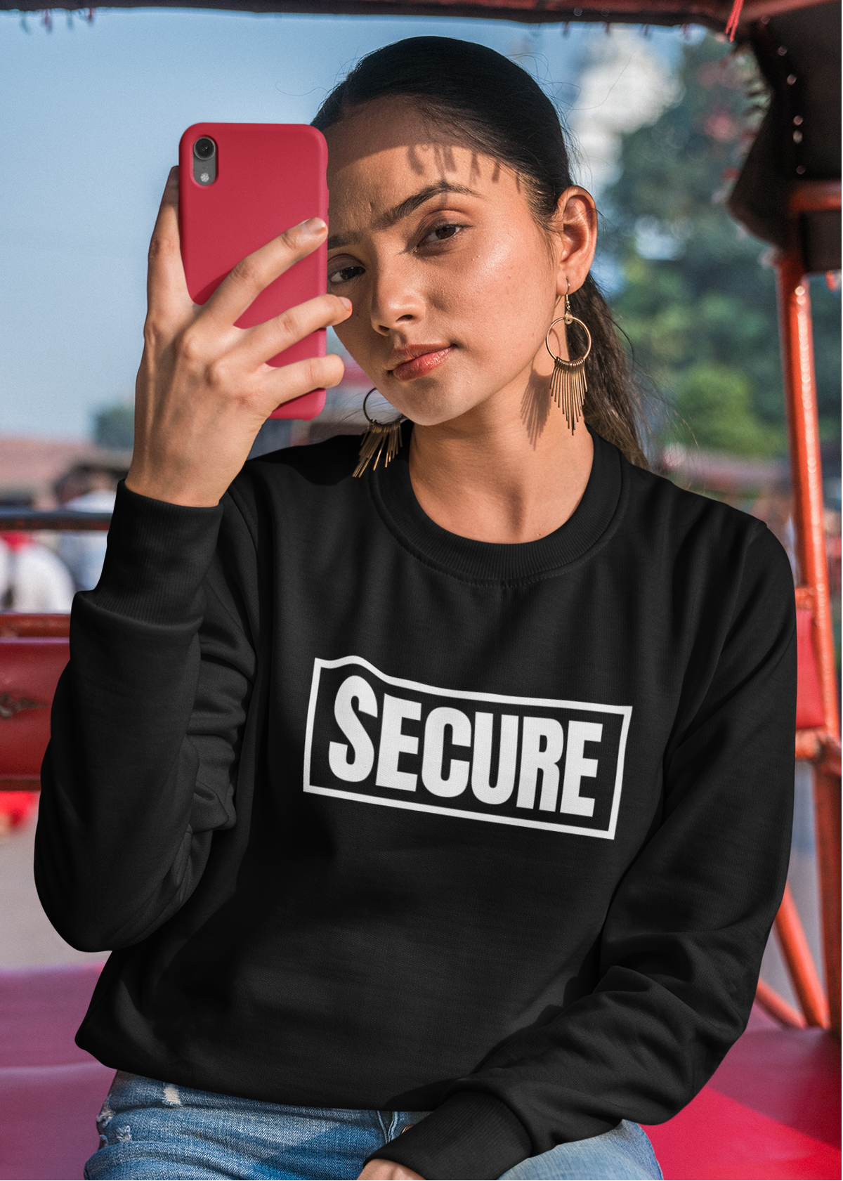 Secure White Design Unisex Sweatshirt - Confidence You Can Feel & Faith You Can Wear