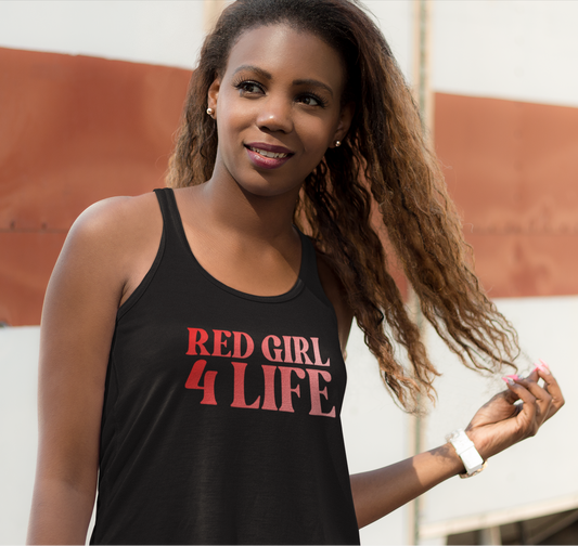 Red Girl 4 Life Ladies Sleeveless Black Tank Top | Double-Sided Graphic Tank | Inspirational Tank for Women (Unisex)